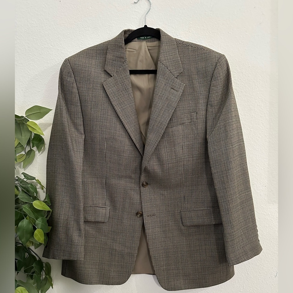 Lauren Ralph Lauren Classic Men's houndstooth Blazer Sz L wool classic timeless - Picture 2 of 8